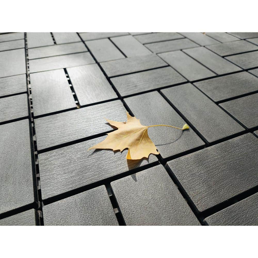 1 ft. x 1 ft. Plastic Deck Tile in Dark Gray for Outdoor Porch Poolside Balcony Backyard (44 Per Box)