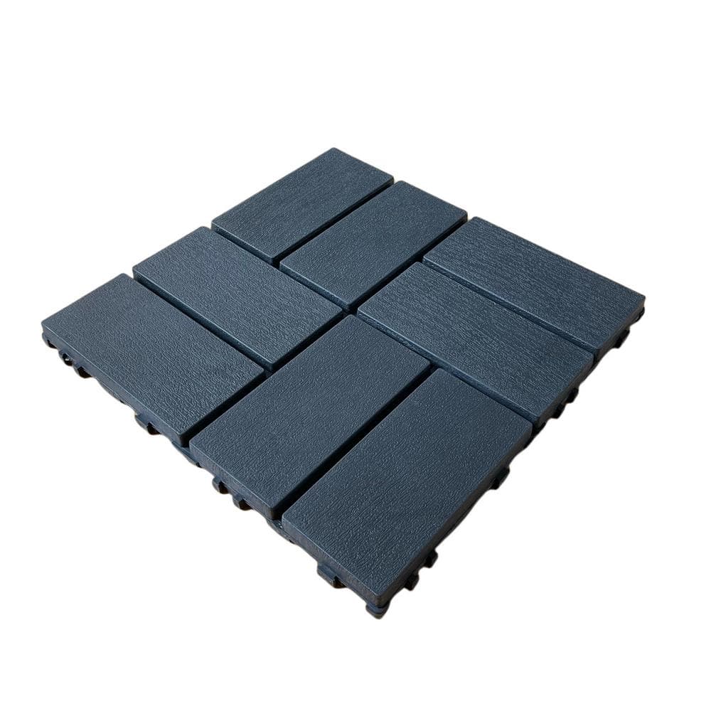 1 ft. x 1 ft. Plastic Deck Tile in Dark Gray for Outdoor Porch Poolside Balcony Backyard (44 Per Box)