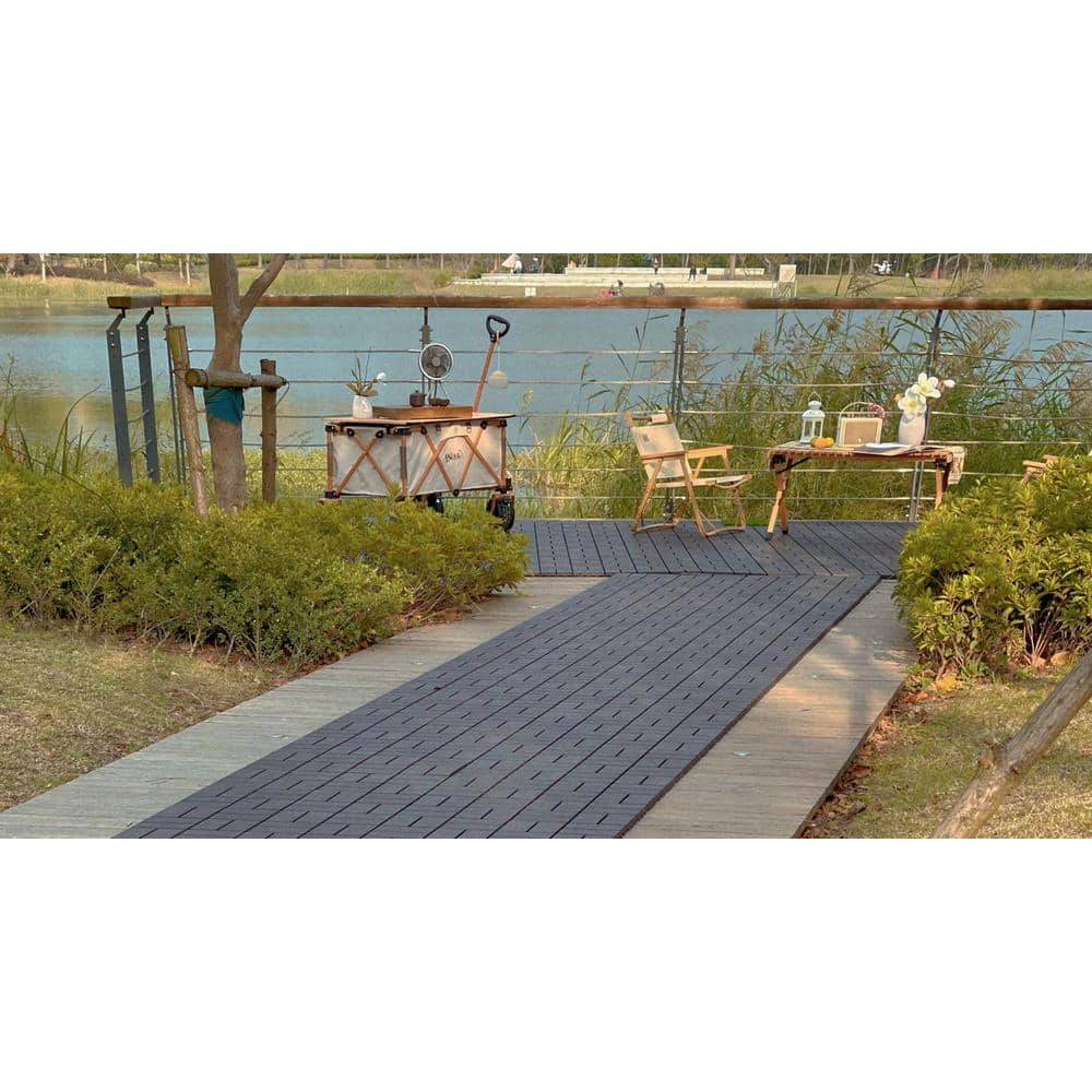 1 ft. x 1 ft. Plastic Deck Tile in Dark Gray for Outdoor Porch Poolside Balcony Backyard (44 Per Box)