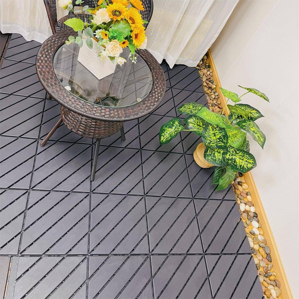 1 ft. x 1 ft. Polypropylene Deck Tile in Dark Gray (44-Piece)