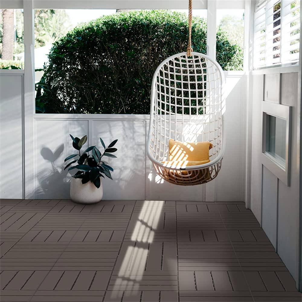 1 ft. x 1 ft. Plastic Deck Tile in Brown (27-Piece)