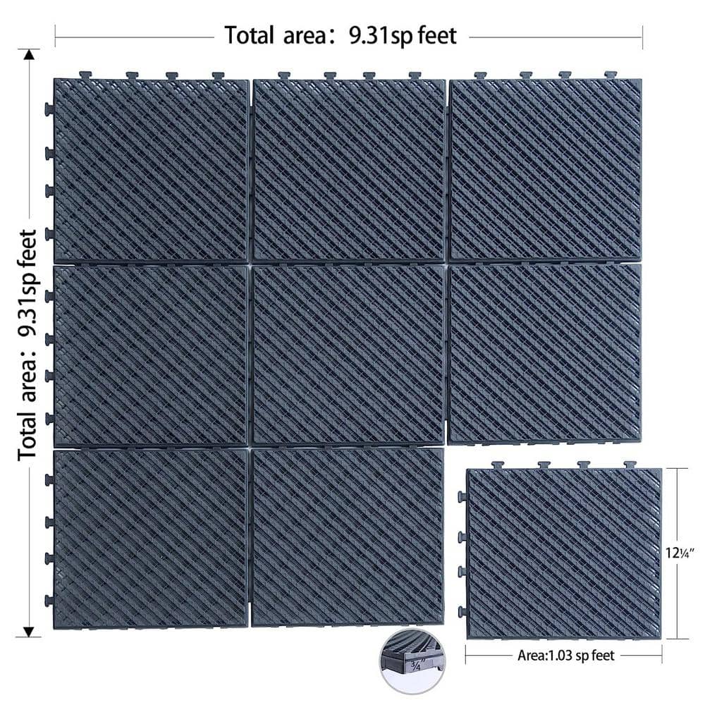 1 ft. x 1 ft. Plastic Deck Tile in Dark Gray (27-Piece)
