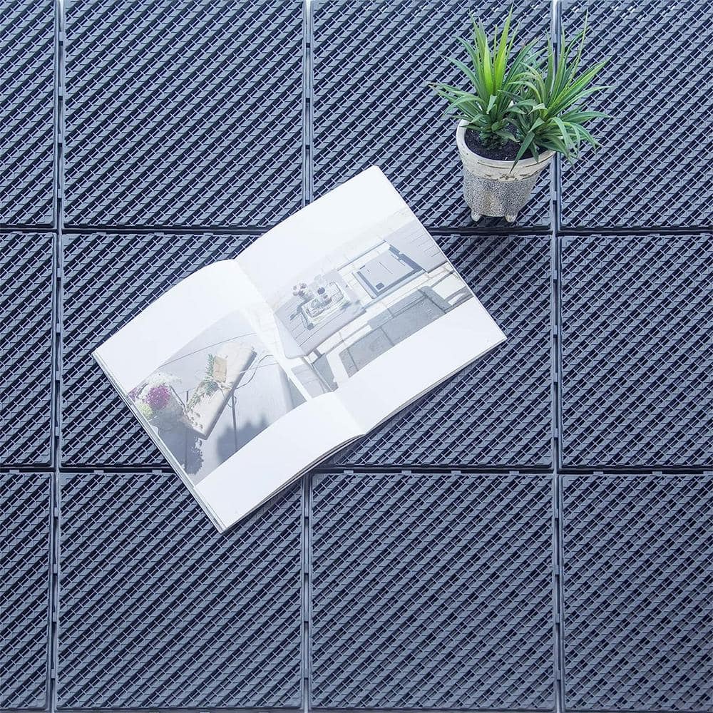 1 ft. x 1 ft. Plastic Deck Tile in Dark Gray (27-Piece)