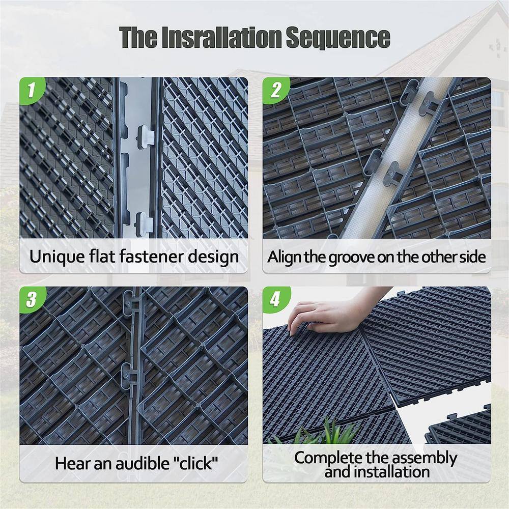 1 ft. x 1 ft. Plastic Deck Tile in Dark Gray (27-Piece)