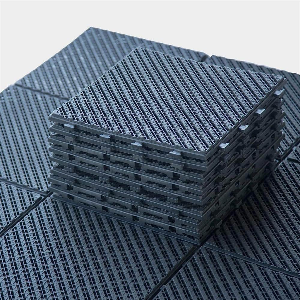1 ft. x 1 ft. Plastic Deck Tile in Dark Gray (27-Piece)