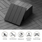 1 ft. x 1 ft. Plastic Composite Deck Tile in Dark Gray, Resist Rust, Water, Easy to DIY and Maintain(35 per Case)