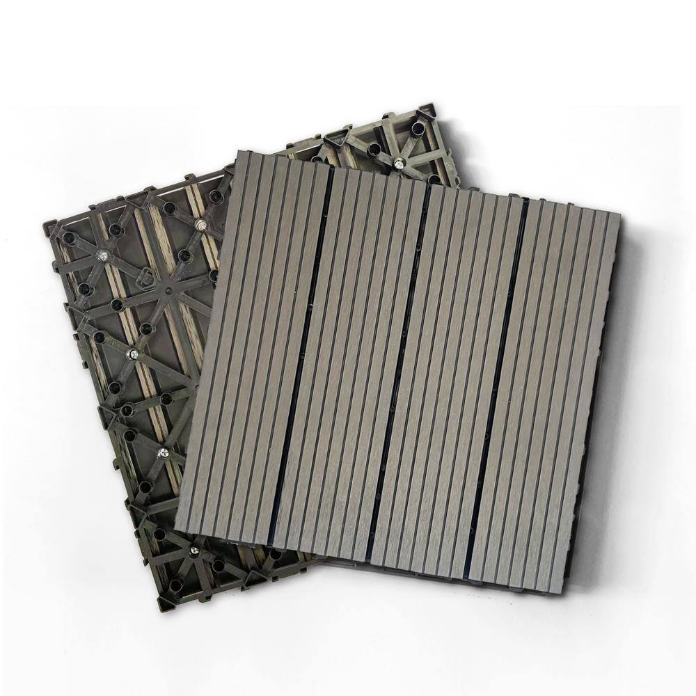 1 ft. x 1 ft. Plastic Composite Deck Tile in Dark Gray, Resist Rust, Water, Easy to DIY and Maintain(20 per Case)