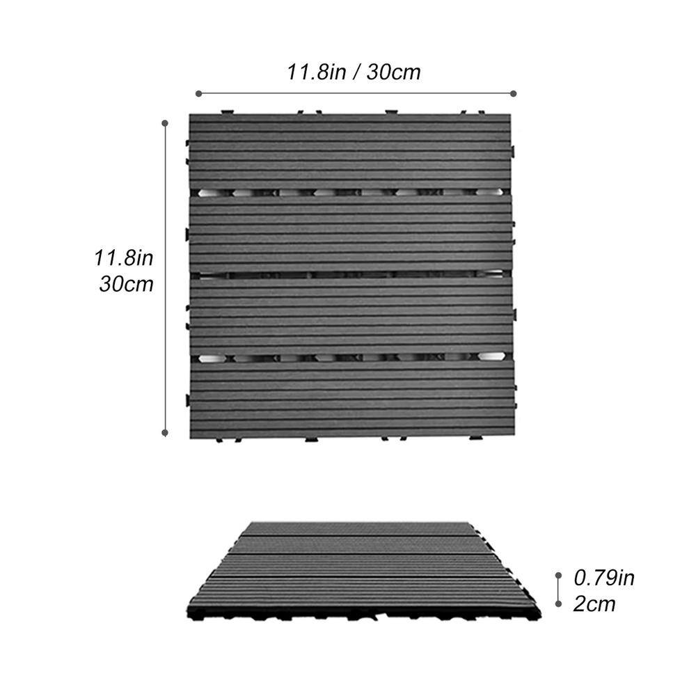 1 ft. x 1 ft. Plastic Composite Deck Tile in Dark Gray, Resist Rust, Water, Easy to DIY and Maintain(20 per Case)