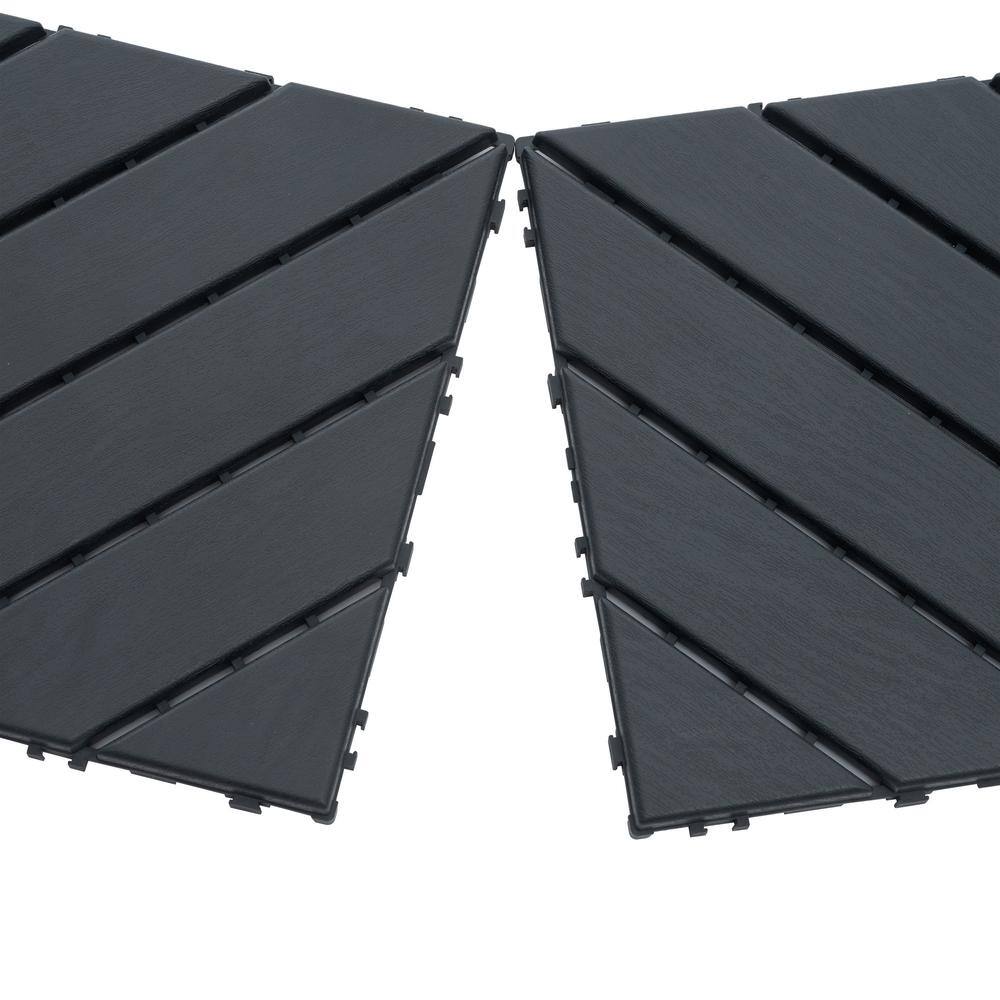 11.8 in.x 11.8 in. Square Plastic Interlocking Deck Tiles, Dark Gray (44-Pack)