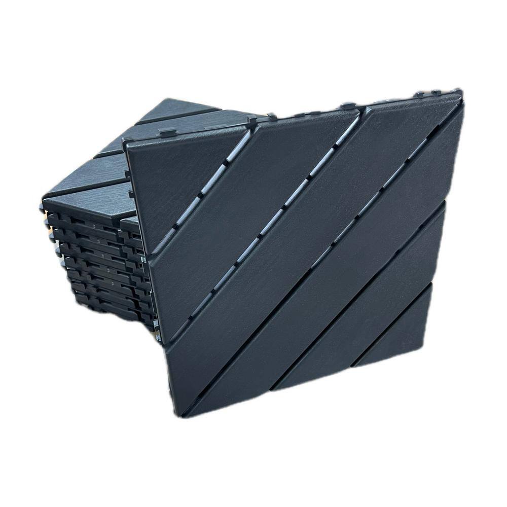 11.8 in.x 11.8 in. Square Plastic Interlocking Deck Tiles, Dark Gray (44-Pack)