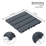11.8 in.x 11.8 in.Square Plastic Interlocking Deck Tiles, Dark Gray (44-Pack)