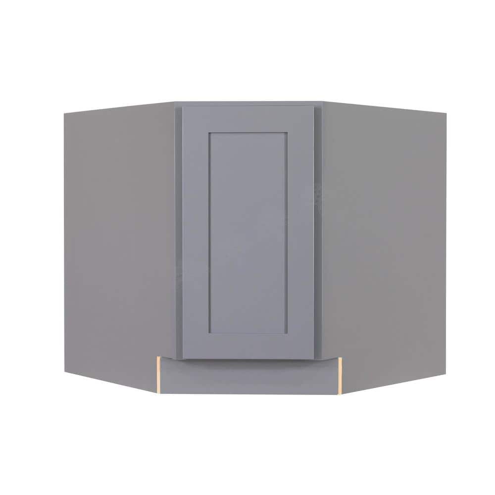 LIFEART CABINETRY Lancaster Gray Plywood Shaker Stock Assembled Base Diagonal Kitchen Cabinet 36 in. W x 34.5 in. H x 24 in. D