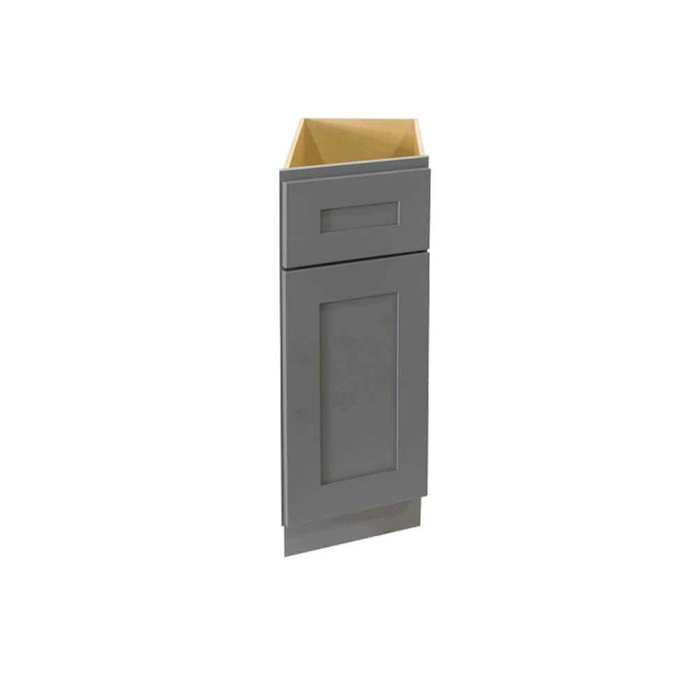 LIFEART CABINETRY Lancaster Gray Plywood Shaker Stock Assembled Base End Right Angle Kitchen Cabinet 12 in. W x 34.5 in. H x 24 in. D