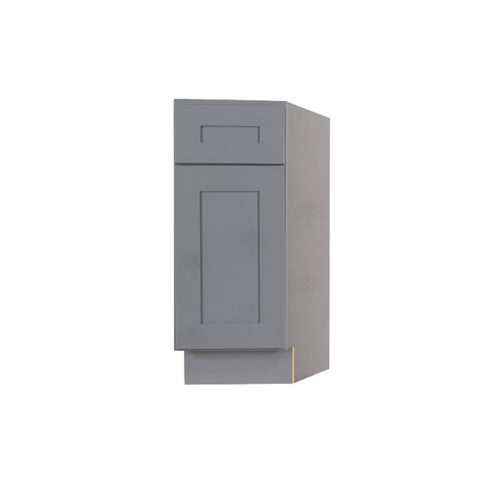 LIFEART CABINETRY Lancaster Gray Plywood Shaker Stock Assembled Base End Right Angle Kitchen Cabinet 12 in. W x 34.5 in. H x 24 in. D