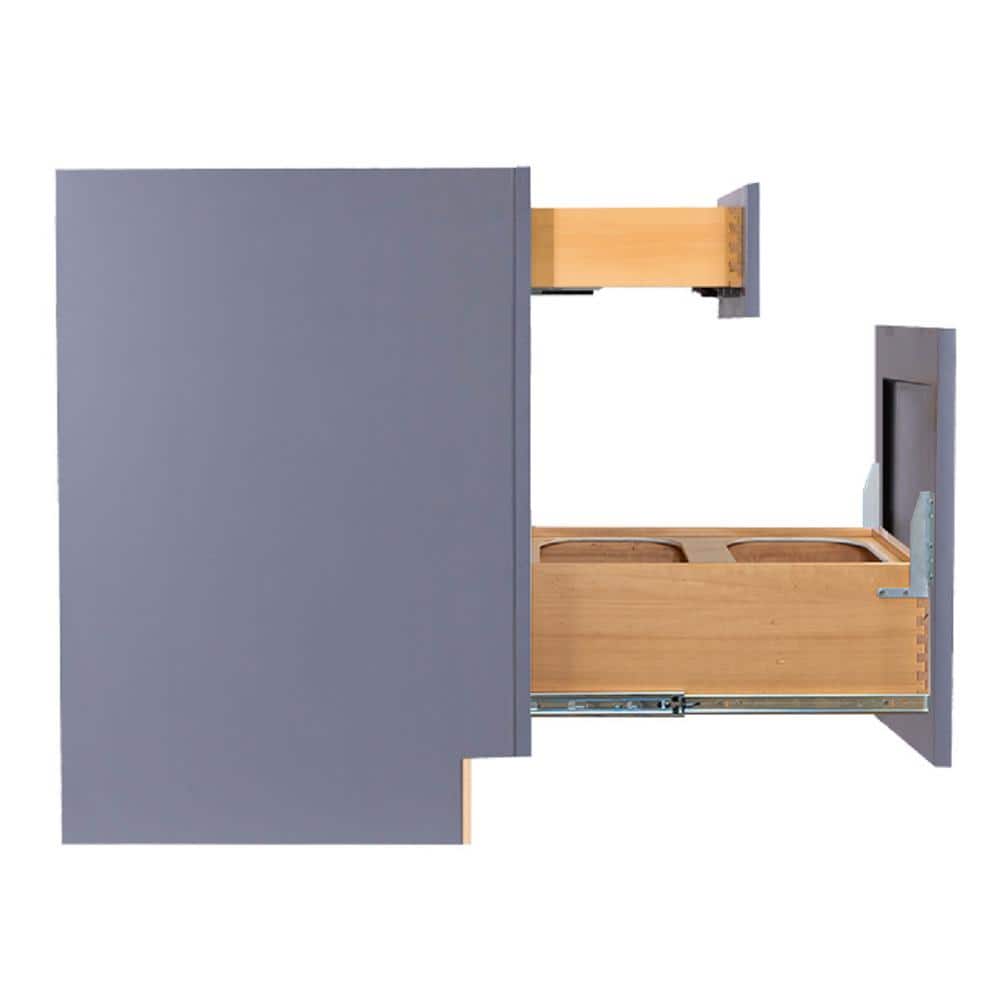 LIFEART CABINETRY Lancaster Gray Plywood Shaker Stock Assembled Base Wasket Kitchen Cabinet 18 in. W x 34.5 in. H x 24 in. D