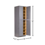 LIFEART CABINETRY Lancaster Gray Plywood Shaker Stock Assembled Tall Pantry Kitchen Cabinet 30 in. W x 90 in. H x 27 in. D
