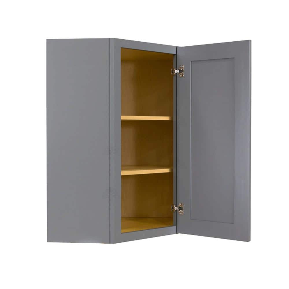 LIFEART CABINETRY Lancaster Gray Plywood Shaker Stock Assembled Wall Diagonal Corner Kitchen Cabinet 24 in. W x 36 in. H x 12 in. D