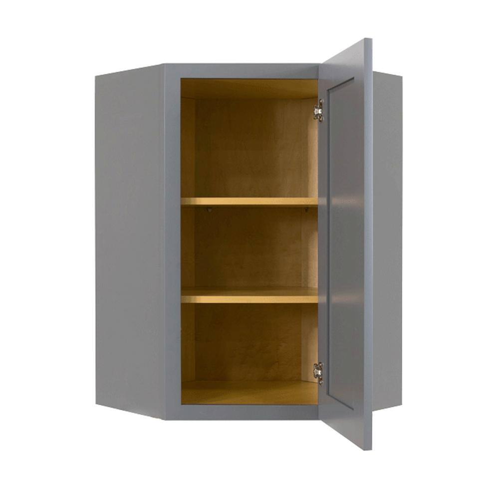 LIFEART CABINETRY Lancaster Gray Plywood Shaker Stock Assembled Wall Diagonal Corner Kitchen Cabinet 24 in. W x 36 in. H x 12 in. D
