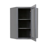 LIFEART CABINETRY Lancaster Gray Plywood Shaker Stock Assembled Wall Diagonal Glass Door Kitchen Cabinet 24 in. W x 30 in. H x 12 in. D