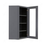 LIFEART CABINETRY Lancaster Gray Plywood Shaker Stock Assembled Wall Diagonal Glass Door Kitchen Cabinet 24 in. W x 42 in. H x 12 in. D