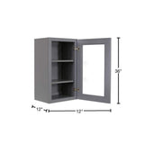 LIFEART CABINETRY Lancaster Gray Plywood Shaker Stock Assembled Wall Glass Door Kitchen Cabinet 12 in. W x 36 in. H x 12 in. D