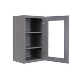 LIFEART CABINETRY Lancaster Gray Plywood Shaker Stock Assembled Wall Glass Door Kitchen Cabinet 12 in. W x 36 in. H x 12 in. D