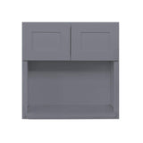LIFEART CABINETRY Lancaster Gray Plywood Shaker Stock Assembled Wall Microwave Kitchen Cabinet 30 in. W x 30 in. H x 12 in. D