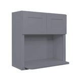 LIFEART CABINETRY Lancaster Gray Plywood Shaker Stock Assembled Wall Microwave Kitchen Cabinet 30 in. W x 30 in. H x 12 in. D