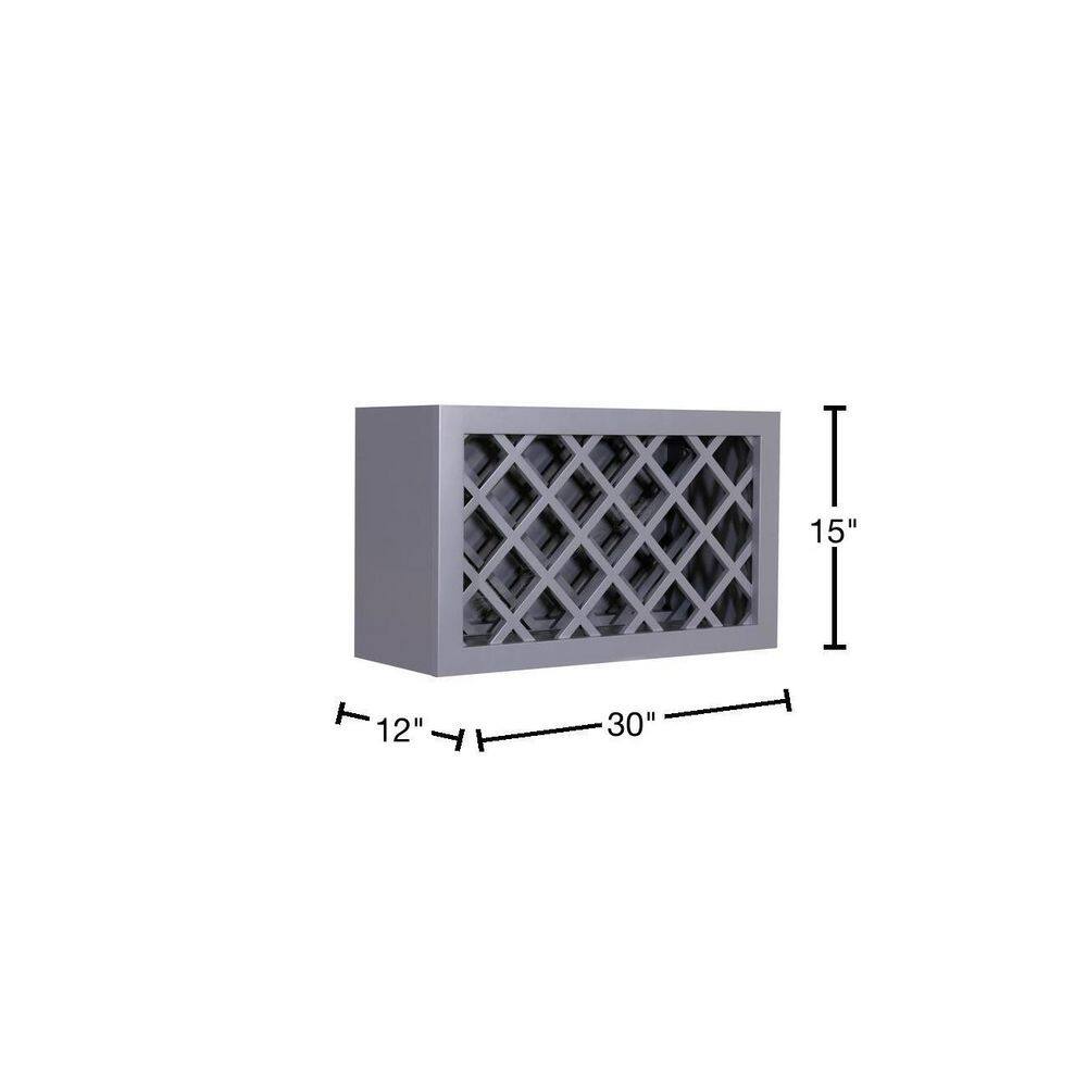 LIFEART CABINETRY Lancaster Gray Plywood Shaker Stock Assembled Wall Wine Rack Cabinet in Gray 30 in. W x 15 in. H x 12 in. D