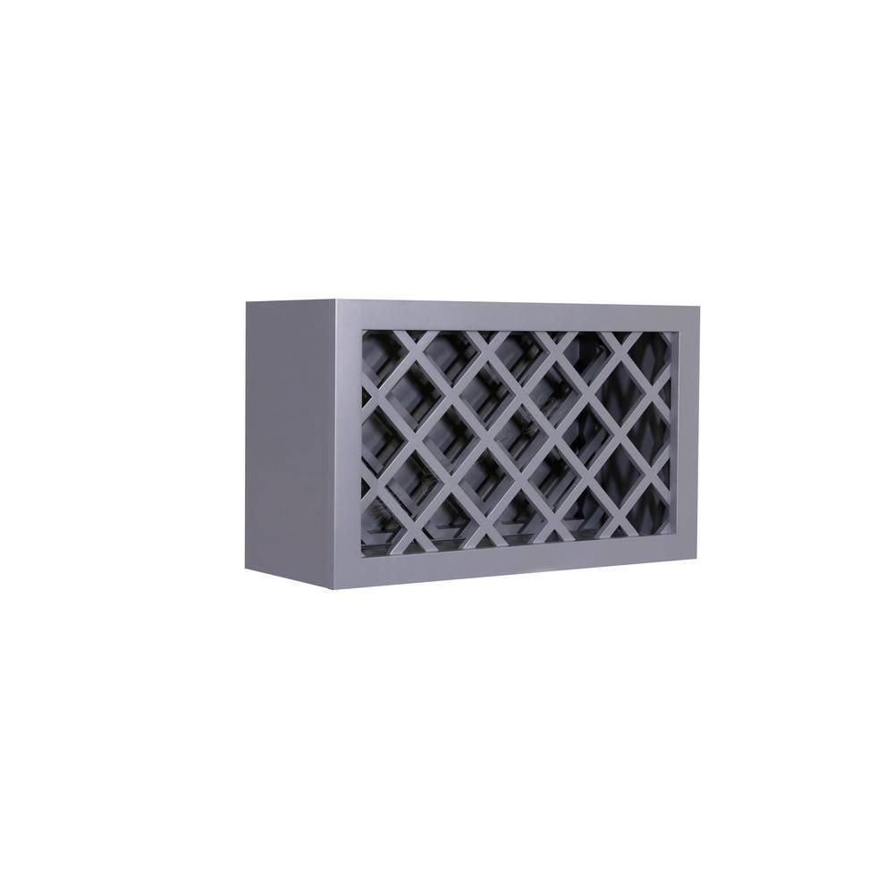 LIFEART CABINETRY Lancaster Gray Plywood Shaker Stock Assembled Wall Wine Rack Cabinet in Gray 30 in. W x 15 in. H x 12 in. D