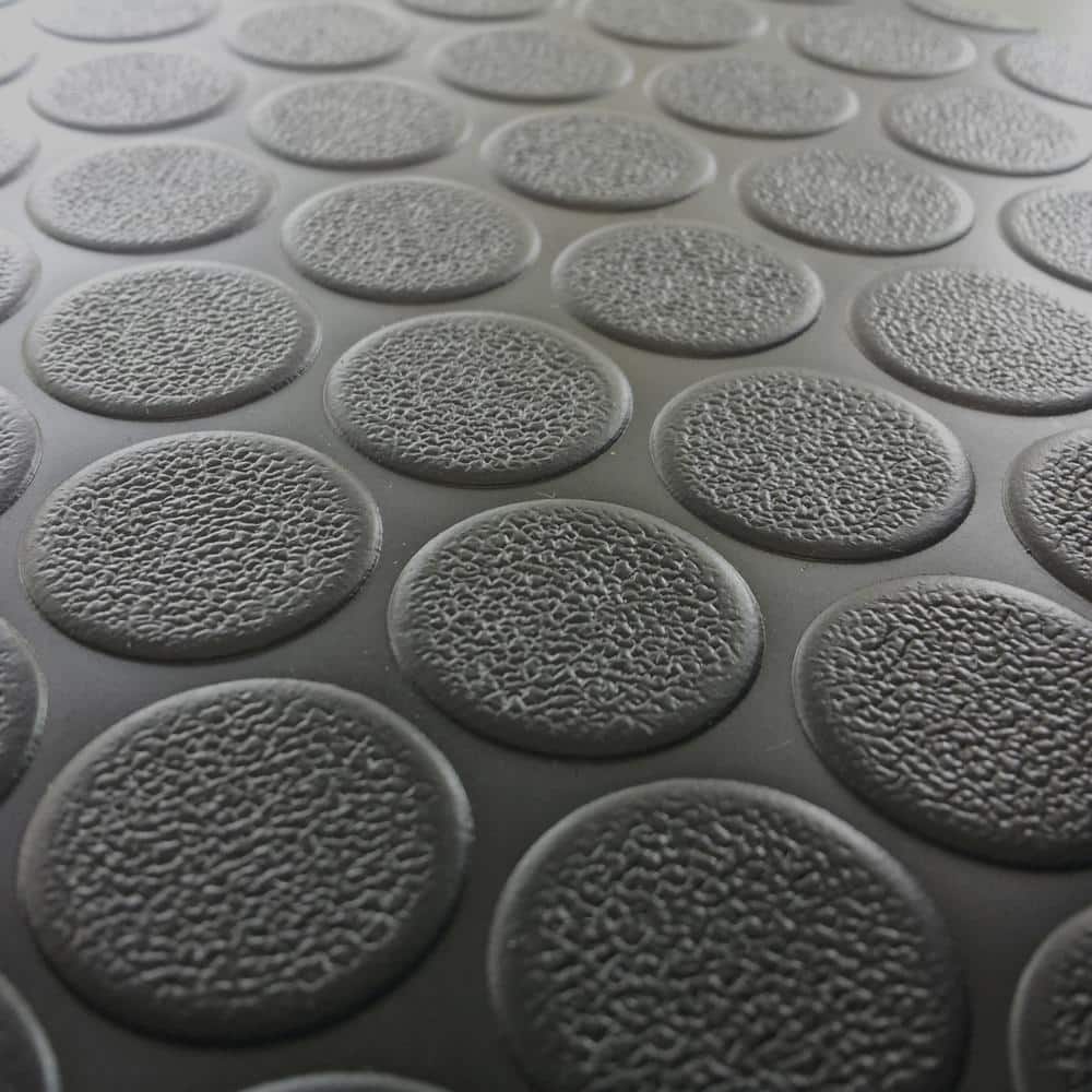 Rubber-Cal Coin Grip 4 ft. x 6 ft. Dark Grey Commercial Grade PVC Flooring