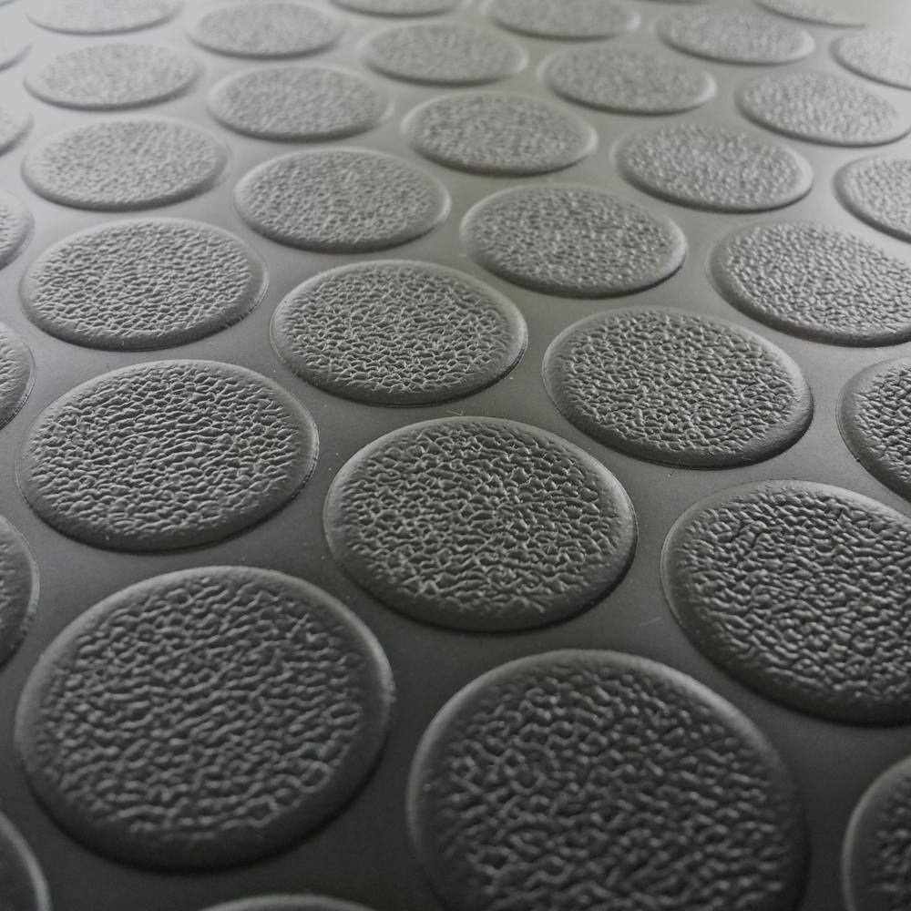Rubber-Cal Coin Grip 4 ft. x 7 ft. Dark Grey Commercial Grade PVC Flooring