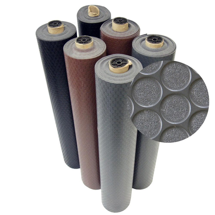 Rubber-Cal Coin Grip 4 ft. x 10 ft. Dark Grey Commercial Grade PVC Flooring
