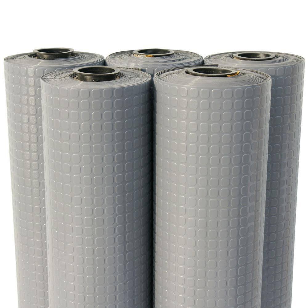 Rubber-Cal Block-Grip 4 ft. x 10 ft. Dark Gray Commercial PVC Flooring