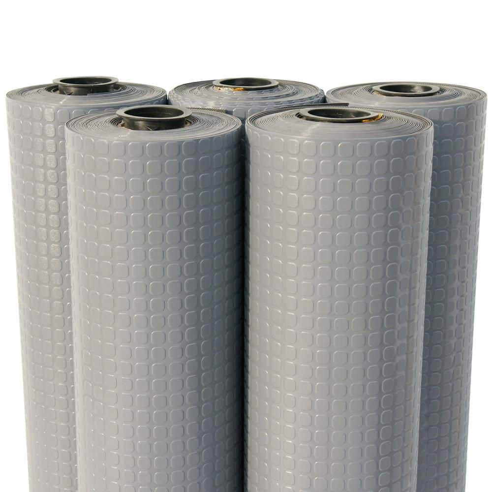 Rubber-Cal "Block-Grip" 4 ft. x 14 ft. Dark Gray Commercial PVC Flooring