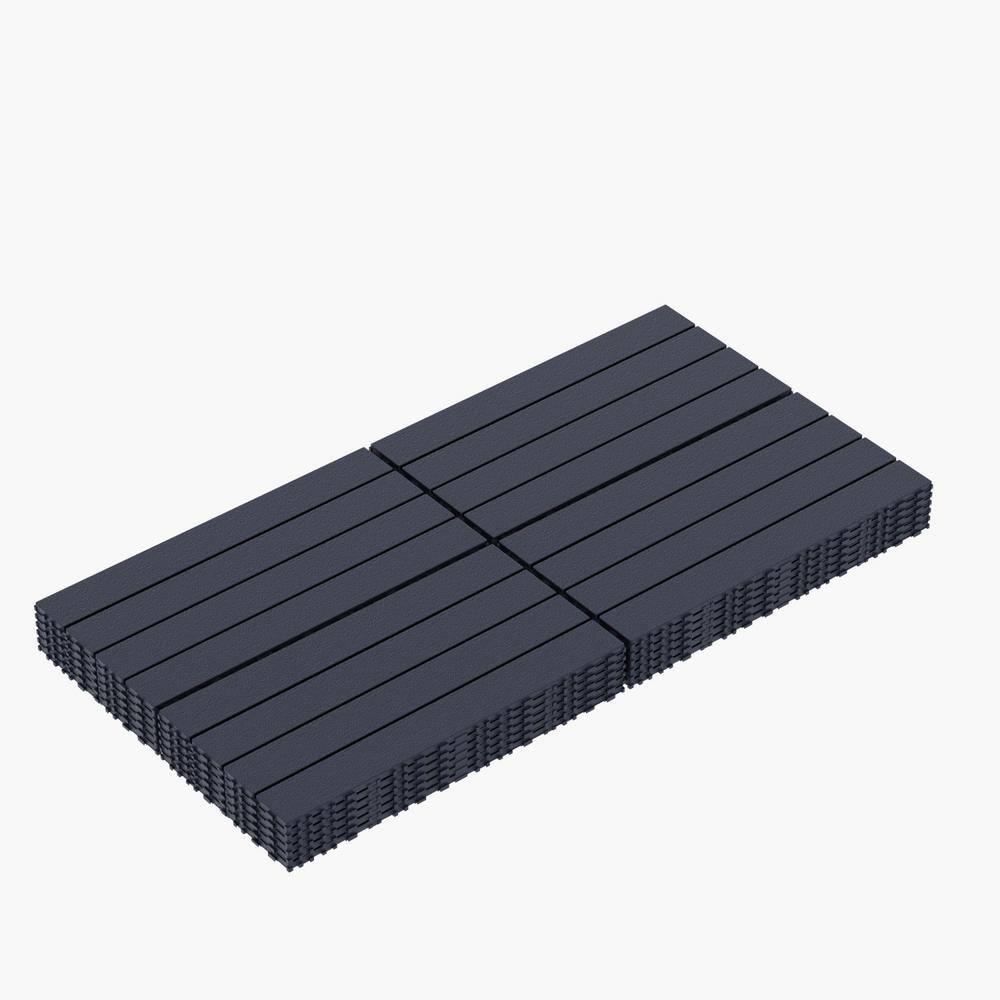 Tidoin Outdoor 2 ft. x 1 ft. Composite Deck Tile in Dark Gray(24 Per Box)