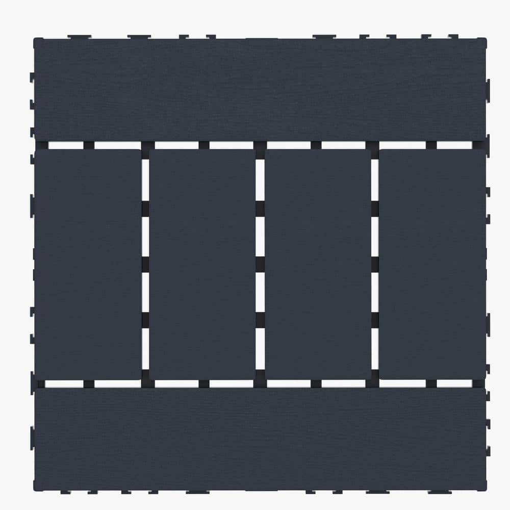 Tidoin Outdoor 1 ft. x 1 ft. Composite Deck Tile in Dark Gray(44 Per Box)