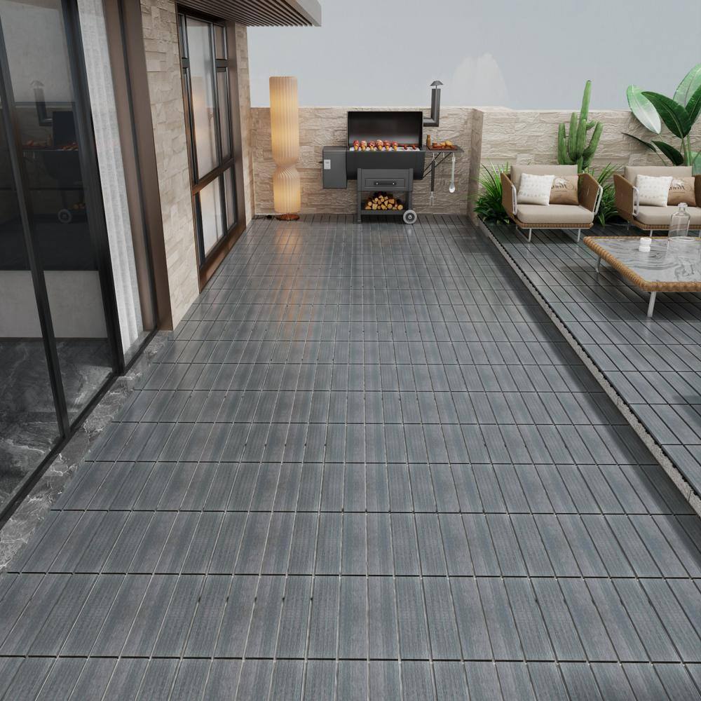 Tidoin Outdoor 1 ft. x 1 ft. Composite Deck Tile in Dark Gray(11 Per Box)