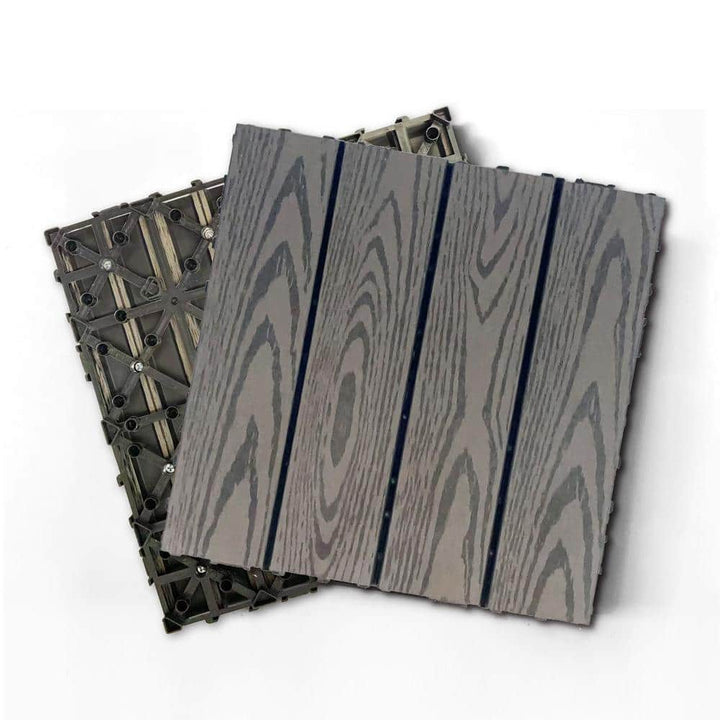 Tidoin Outdoor 1 ft. x 1 ft. Composite Deck Tile in Dark Gray(20 Per Box)