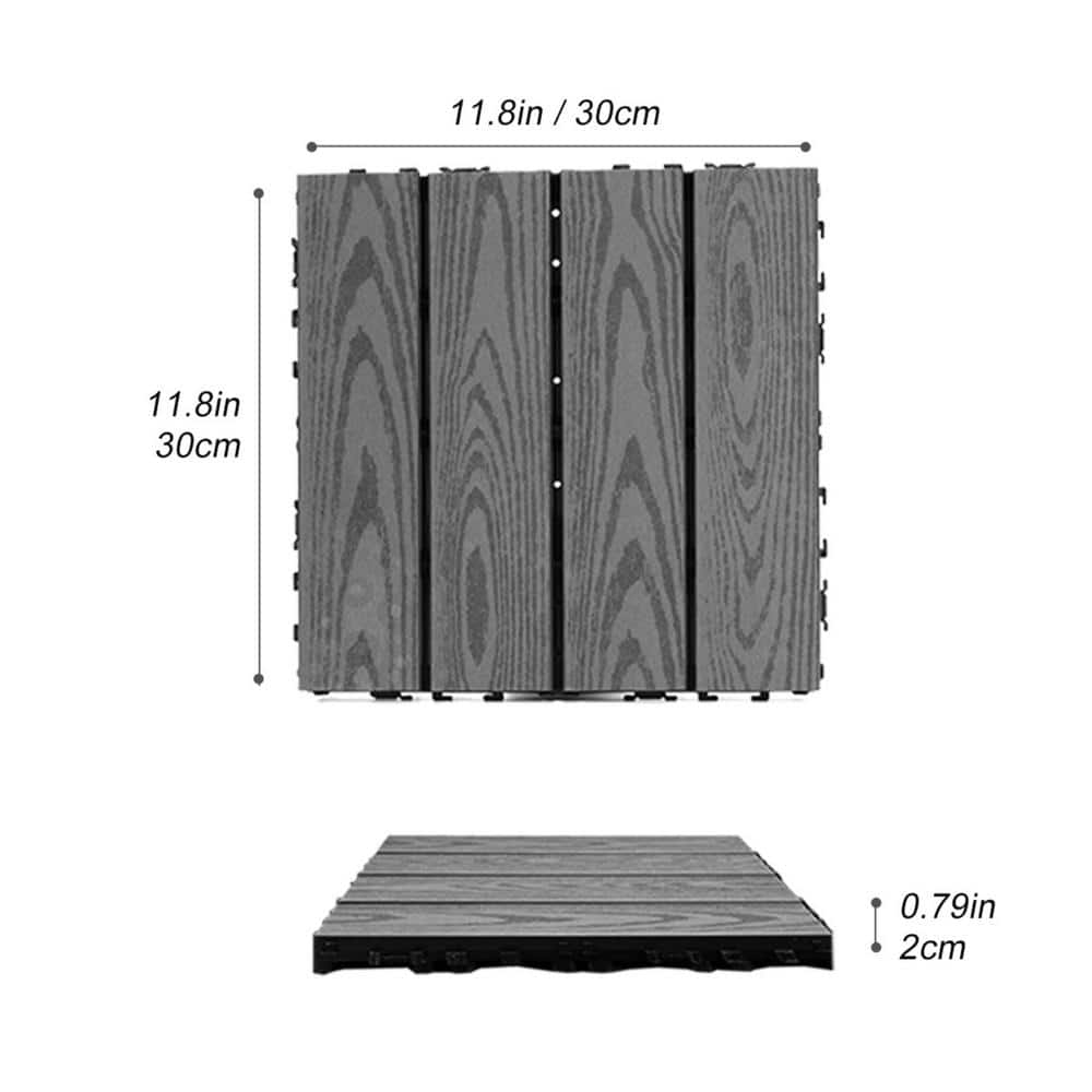 Tidoin Outdoor 1 ft. x 1 ft. Composite Deck Tile in Dark Gray(20 Per Box)