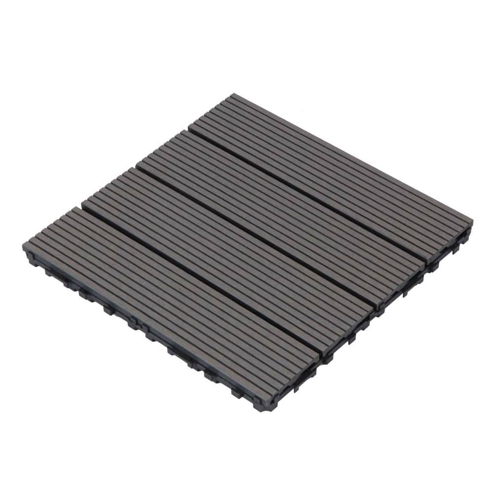 Tidoin Outdoor 1 ft. x 1 ft. Composite Deck Tile in Dark Gray(20 Per Box)