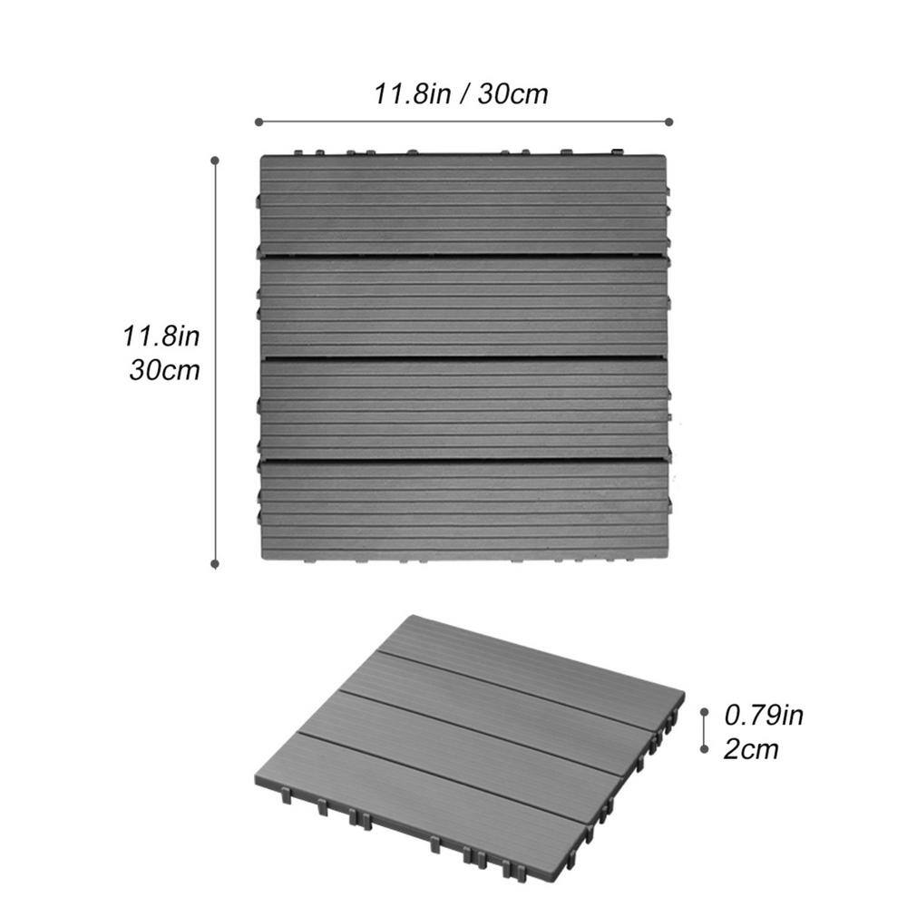 Tidoin Outdoor 1 ft. x 1 ft. Composite Deck Tile in Dark Gray(35 Per Box)