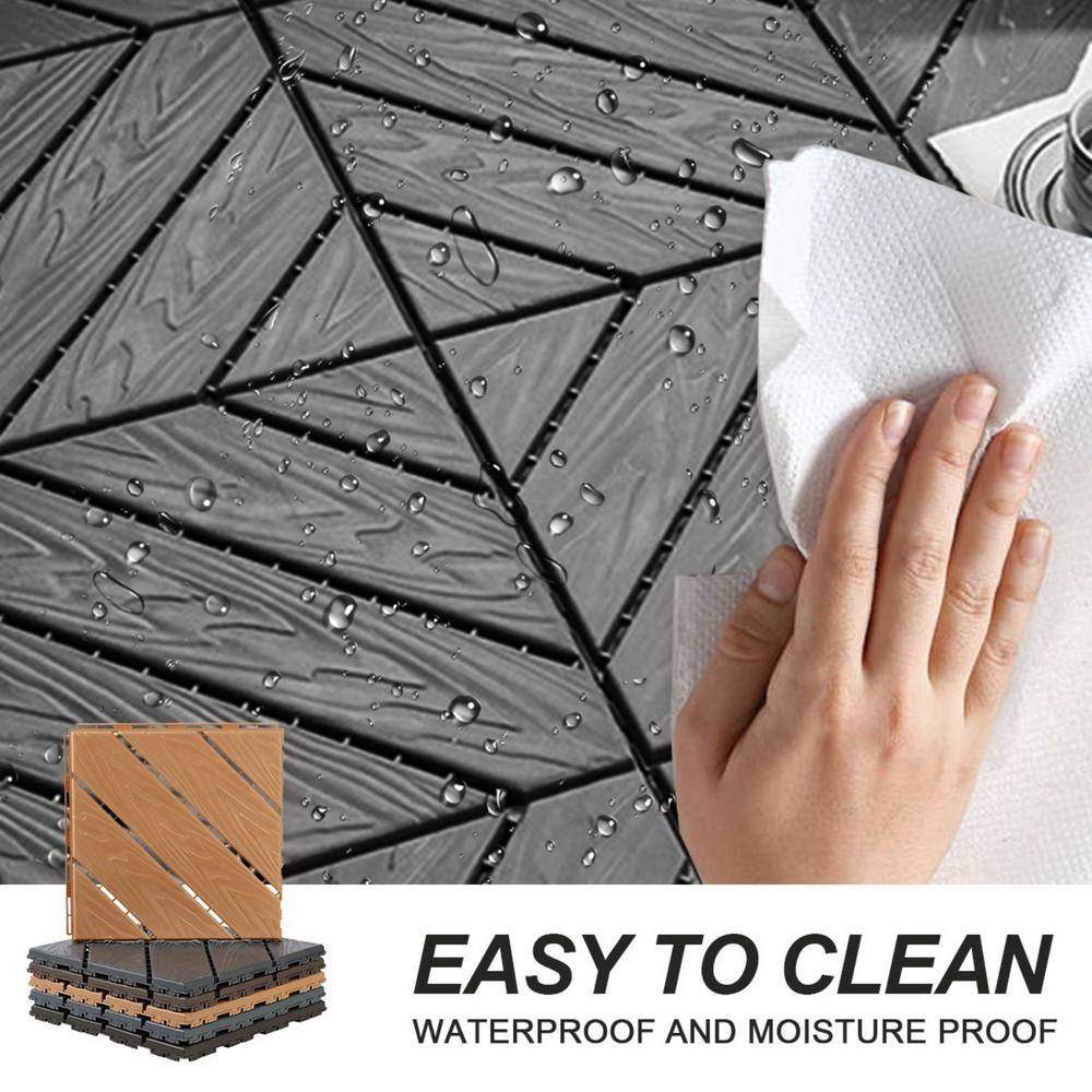 Tidoin Outdoor 1 ft. x 1 ft. Composite Deck Tile in Dark Gray(35 Per Box)