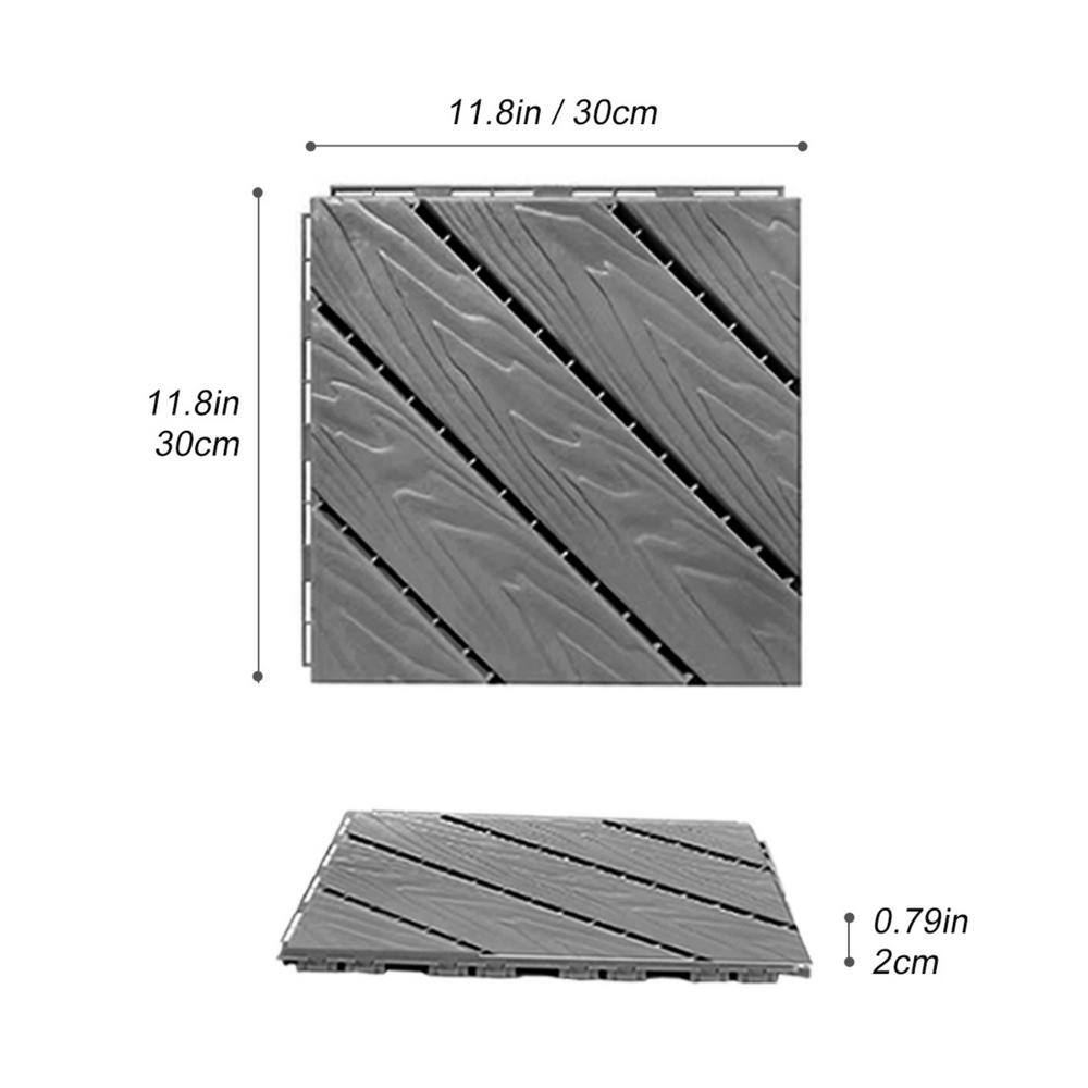 Tidoin Outdoor 1 ft. x 1 ft. Composite Deck Tile in Dark Gray(35 Per Box)