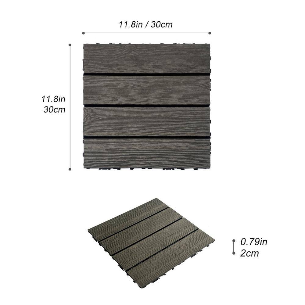 Tidoin Outdoor 1 ft. x 1 ft. Composite Deck Tile in Dark Gray(20 Per Box)