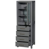 Wyndham Collection Sheffield 24" Dark Gray Linen Cabinet with Brushed Chrome Trim