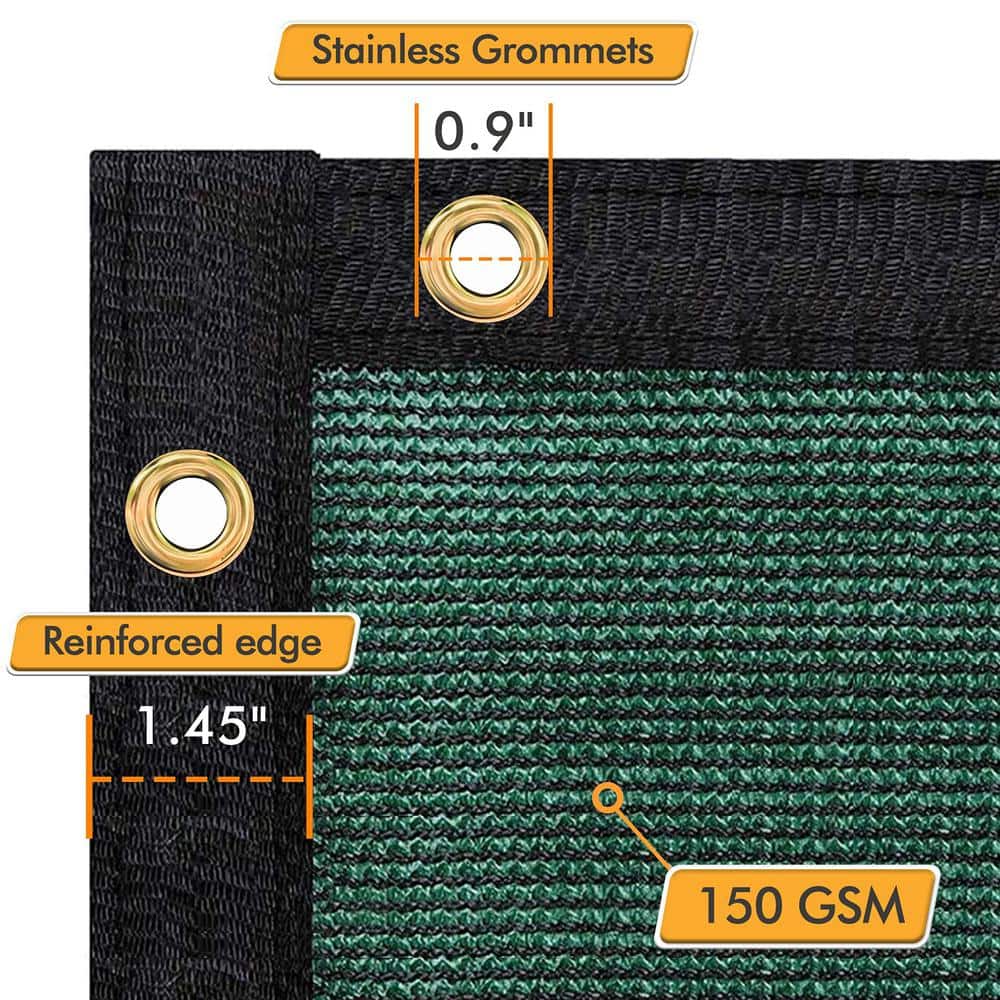 5 ft. x 50 ft. Privacy Screen Fence Heavy-Duty Protective Covering Mesh Fencing for Patio Lawn Garden Balcony Dark Green