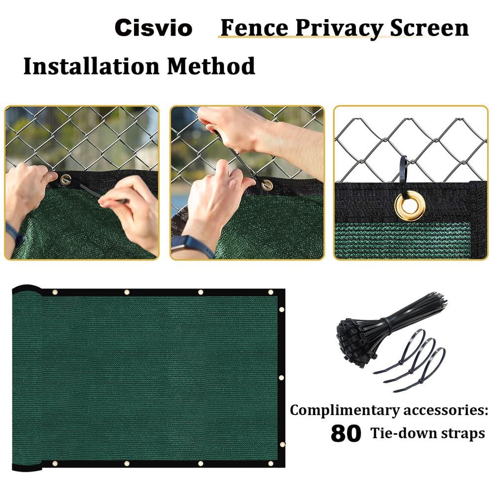 5 ft. x 50 ft. Privacy Screen Fence Heavy-Duty Protective Covering Mesh Fencing for Patio Lawn Garden Balcony Dark Green