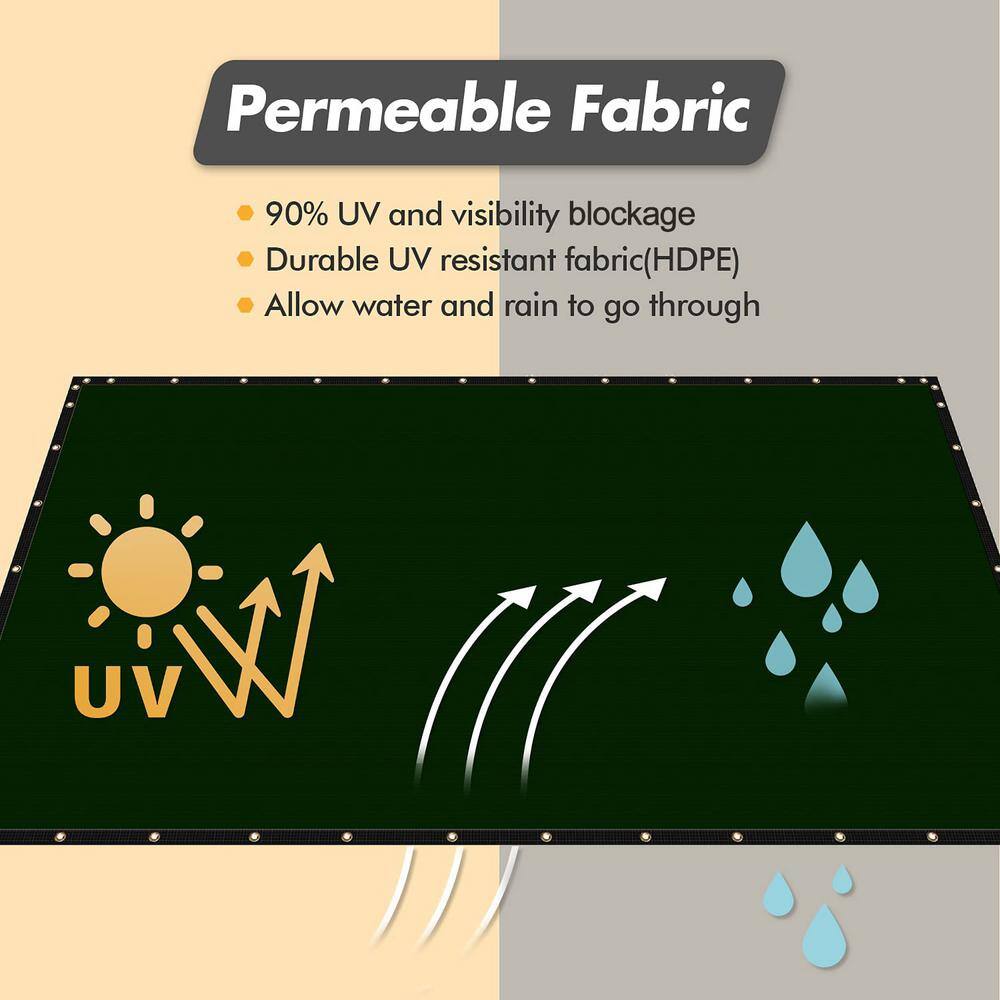 5 ft. x 50 ft. Privacy Screen Fence Heavy-Duty Protective Covering Mesh Fencing for Patio Lawn Garden Balcony Dark Green
