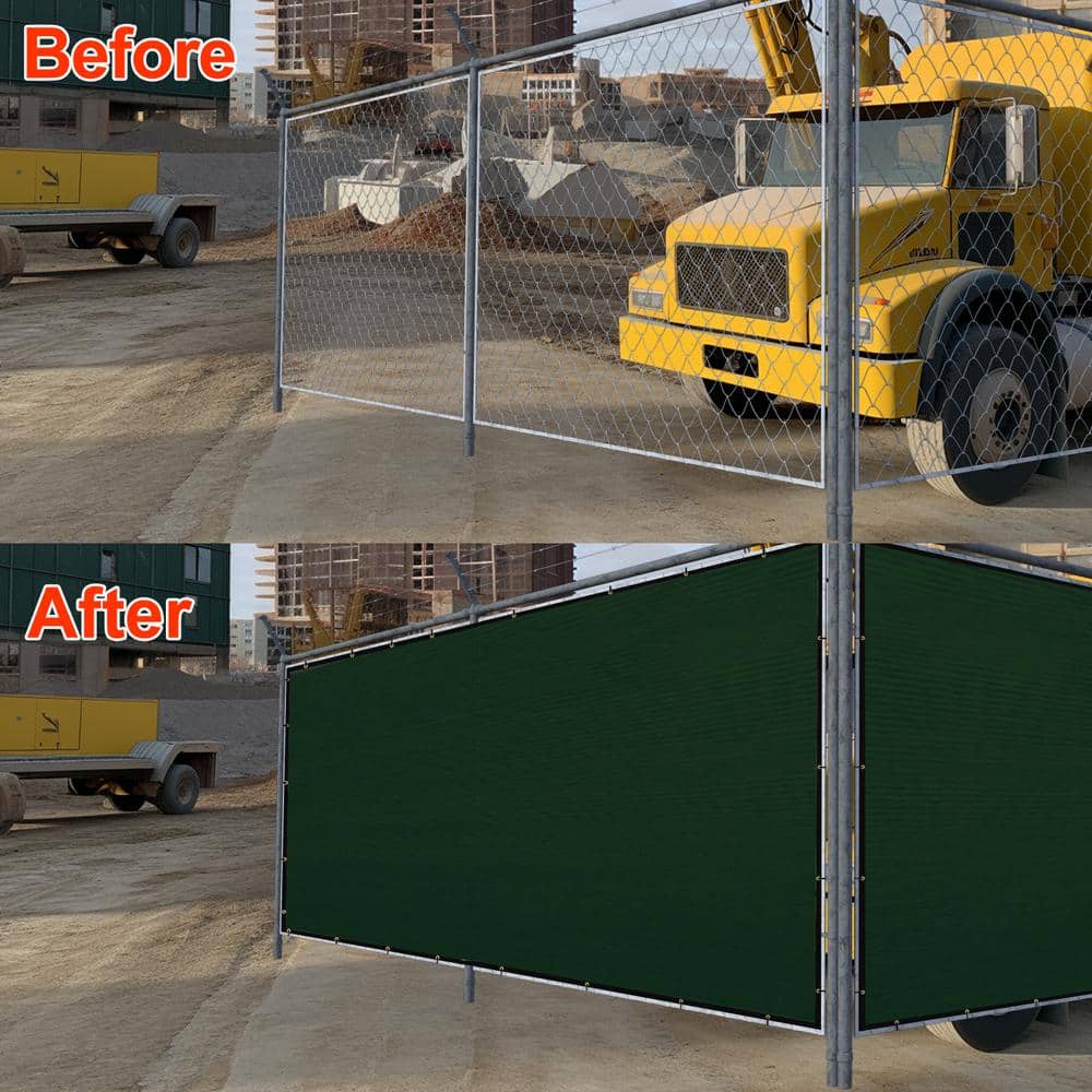 Privacy Fence Screen 5 x 200 ft. Dark Green Customized Outdoor Mesh Panels for Backyard, Construction Site with Zip Ties